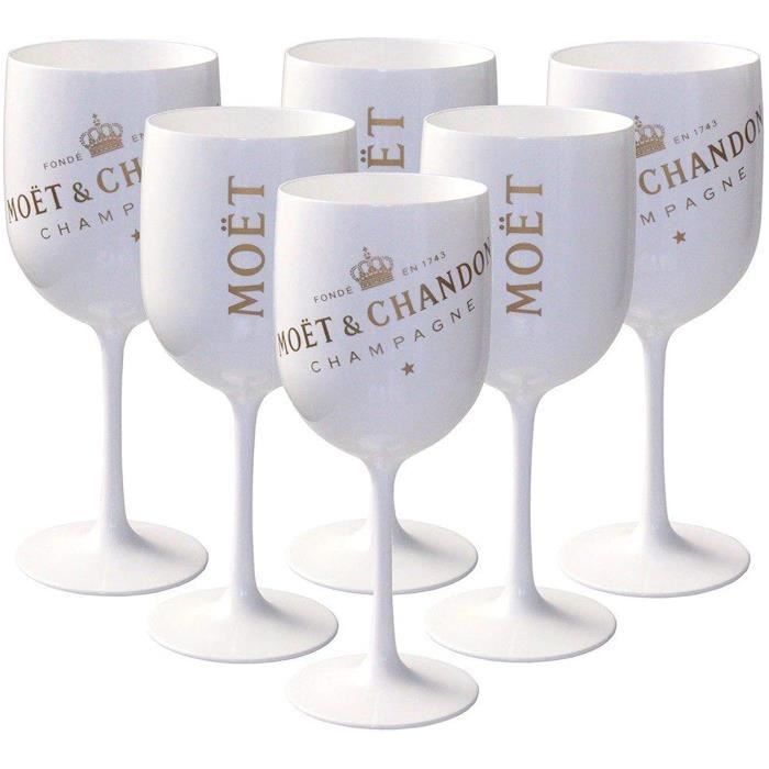 Verre de champagne Moët & Chandon Lot de 6 grands verres blancs en acrylique Ice Impérial Édition pour Champagne A115