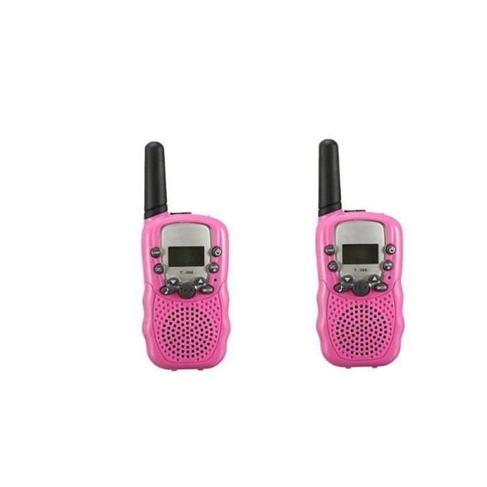 Deux Talkie-Walkies Enfant 8 Canaux PMR Système Walkie-talkie Gamme 3 km avec LED Lampe Rose pour Petites Filles