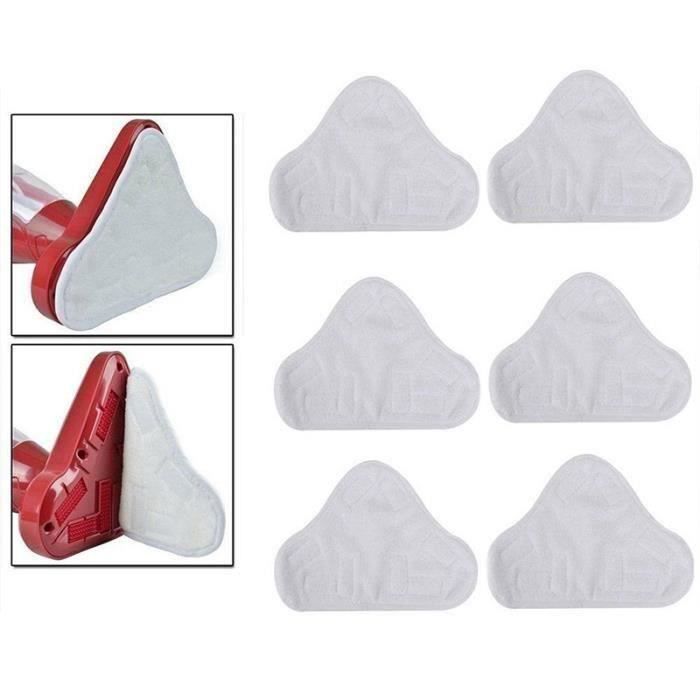 Lot de 6 lingettes microfibres lavables pour Balai Nettoyeur H2O H20 X5 Blanc