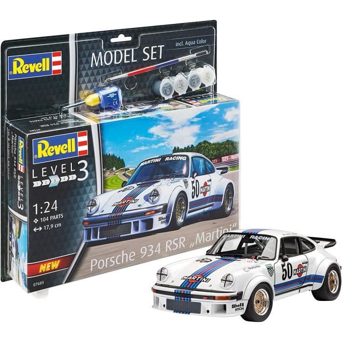 Kits de modélisme Revell Model Set- Revell 67685 Maquette de Voiture de Course Porsche 934 RSR 'Martini', 1-100, Blanc 142725