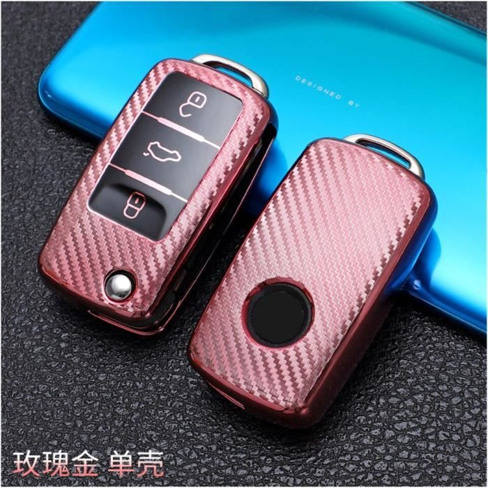 Coque clé,Clé de voiture pour volkswagen vw magotan b8 polo 9n golf 4 3 5 6 6r 7 mk7 mk4 passat b5 b6 b7 b8 touran bora - Pink #B