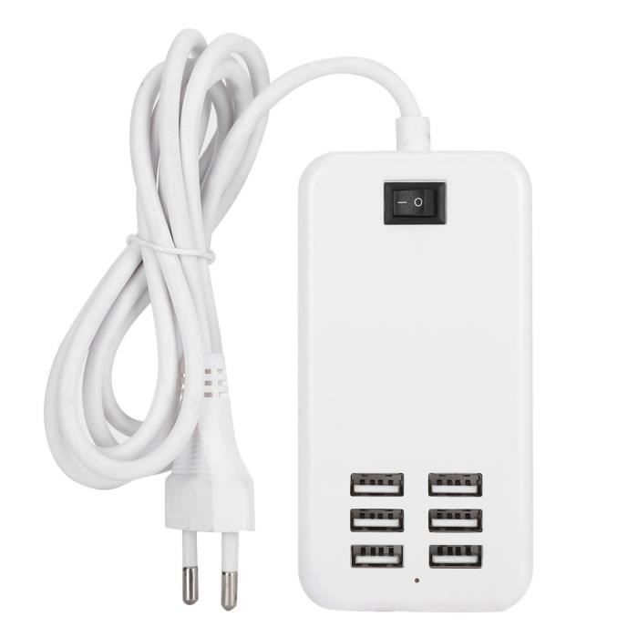HURRISE Adaptateur secteur USB 30 W Adaptateur de Chargeur Hub Station de Charge Rapide de Bureau USB 6 Ports 30W 100‑240V(Prise