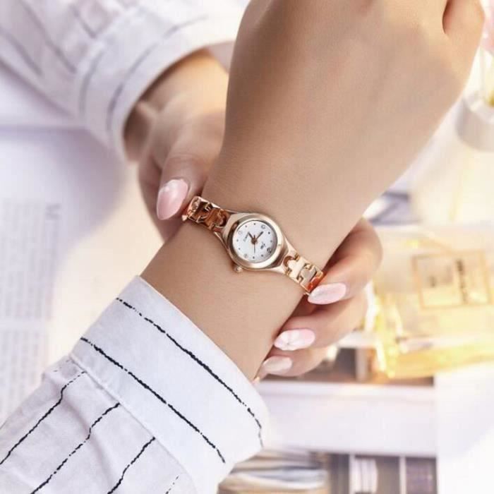 Montre Femme Authentique Montre femme Dame Bande d'acier Petit cadran Bracelet fin MKK22