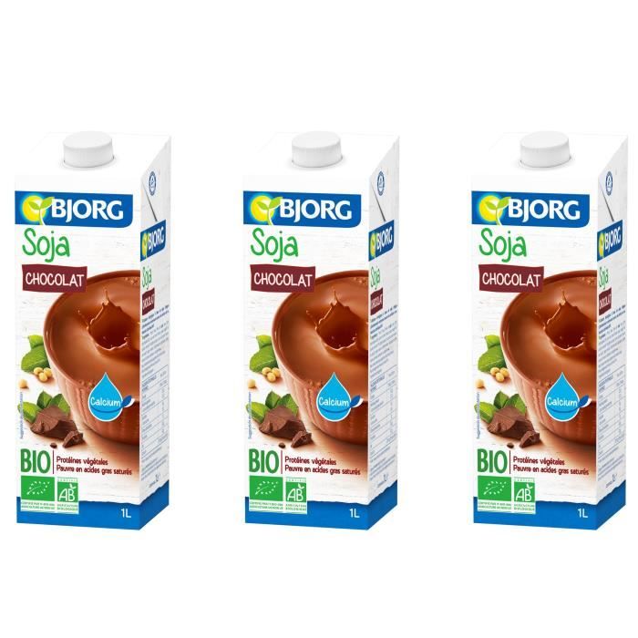 BJORG Boisson Soja Chocolat Calcium Bio 1l X3
