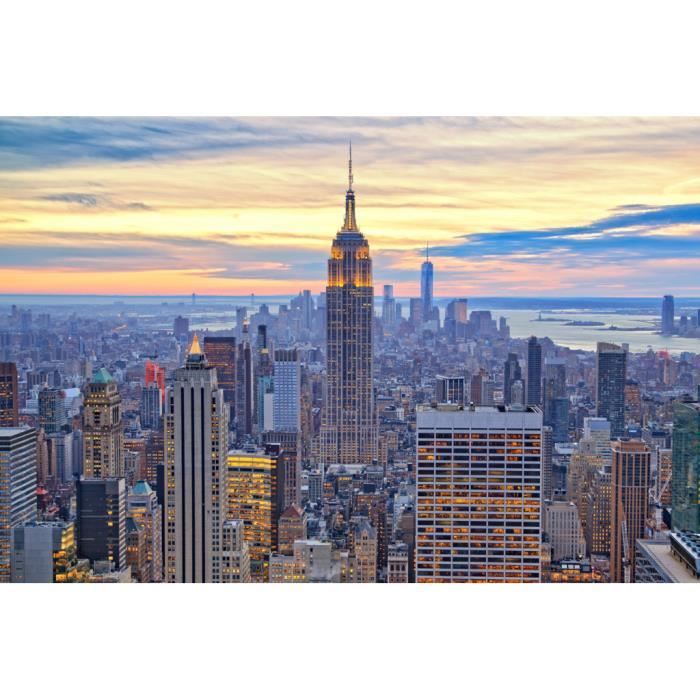 Poster Affiche New York Manhattan Empire State Building Ville nuit USA 31cm x 47cm