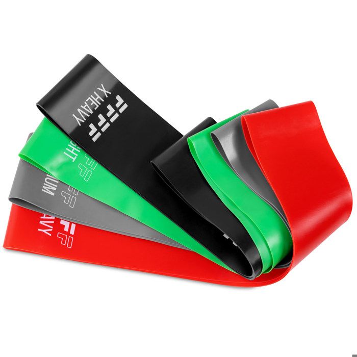 Bandes élastiques BANDFIT-400 latex, 4 niveaux résistance, renforcement musculaire de tout le corps - FITFIU Fitness