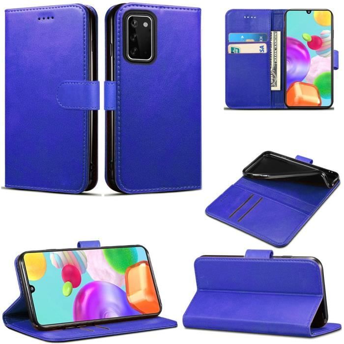 Galaxy A41 Étui fin en cuir PU à rabat magnétique avec porte-cartes et fonction support Compatible avec Samsung Galaxy A41 (6,1