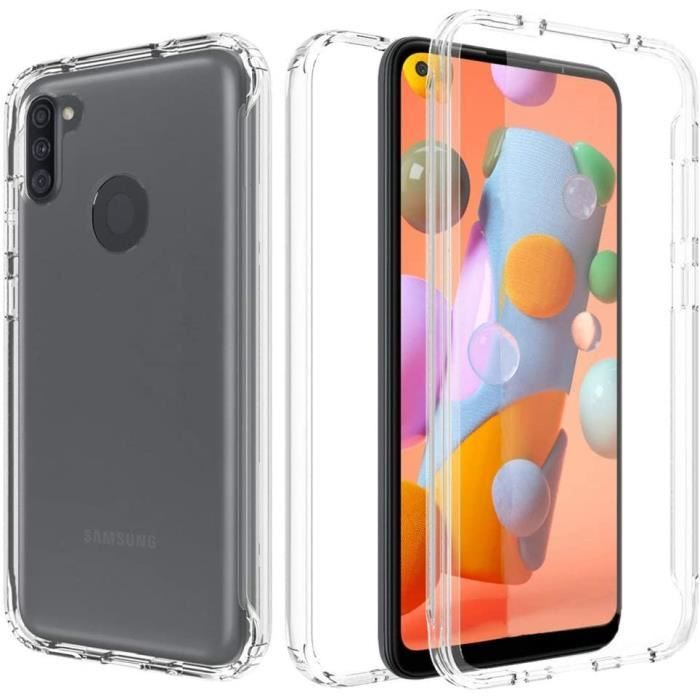 Samsung Galaxy A11 Transparent Coque 2 en 1 Hybrid Rugged Armor Transparent TPU Couverture Arrière avec PC Pare-chocs 360 °NZ