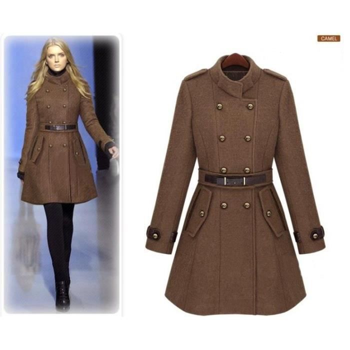 Manteau-Veste Femme-Manteau Longue En Laine Orn...