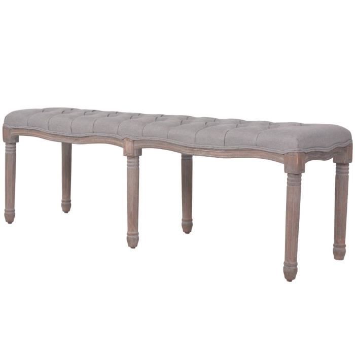 Banc Lin Bois massif 150 x 40 x 48 cm Gris clair