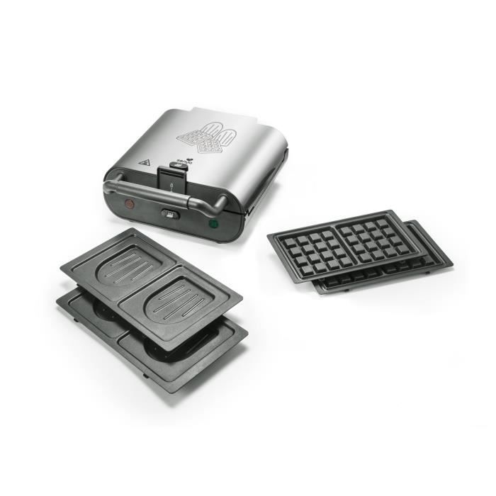 Senya Gaufrier, Appareil à Croques et Gaufres 2en1 Silver Duo Waffles 800W