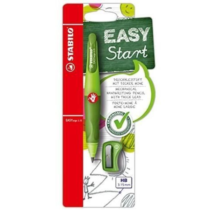 STABILO-EASYERGO 3.15 1 TAILLE-CRAYON ET MINE HB &ÉPAISSEUR-MINE ERGONOMIQUE POUR DROITIER À ENCRE-VERT CLAIR/VIOLET FONCÉ)