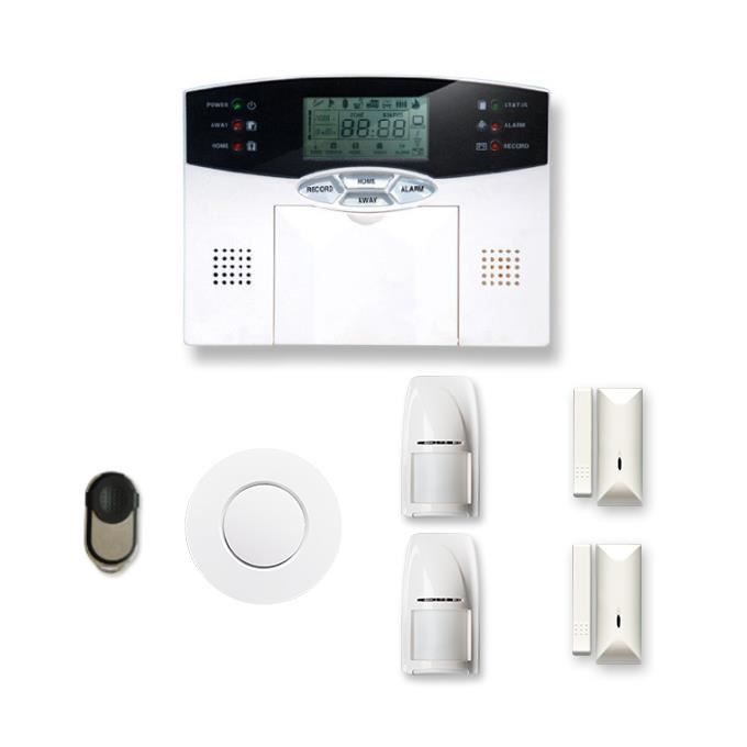 Alarme maison sans fil 1 à 2 pièces MN mouvement + intrusion + détecteur de fumée - Compatible Box Internet