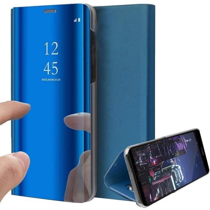 Coque Pour Xiaomi Redmi 9 Rabat Clear View Smart Case Bleu