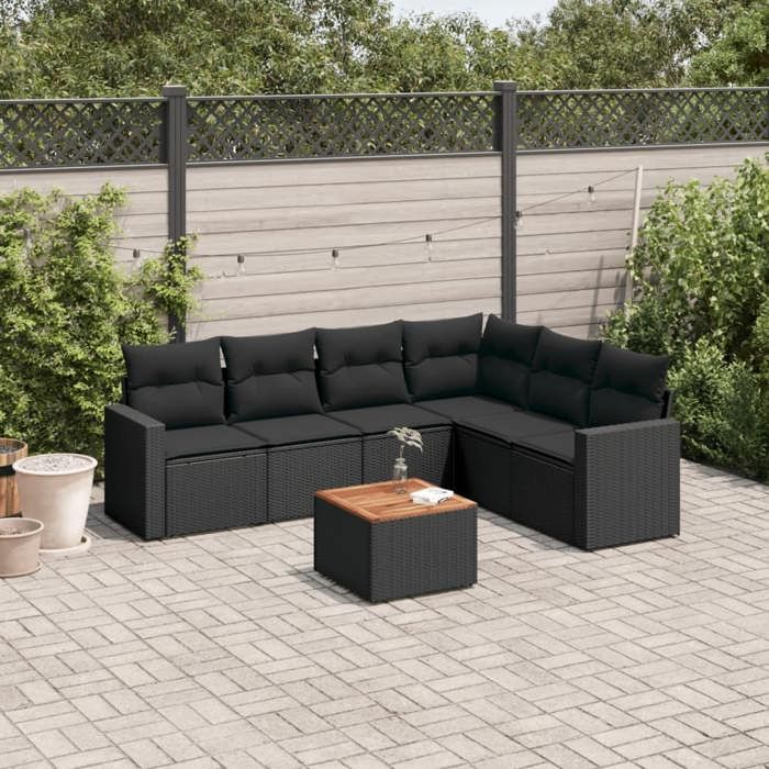 vidaXL Salon de jardin 7pcs résine tressée - vue 2