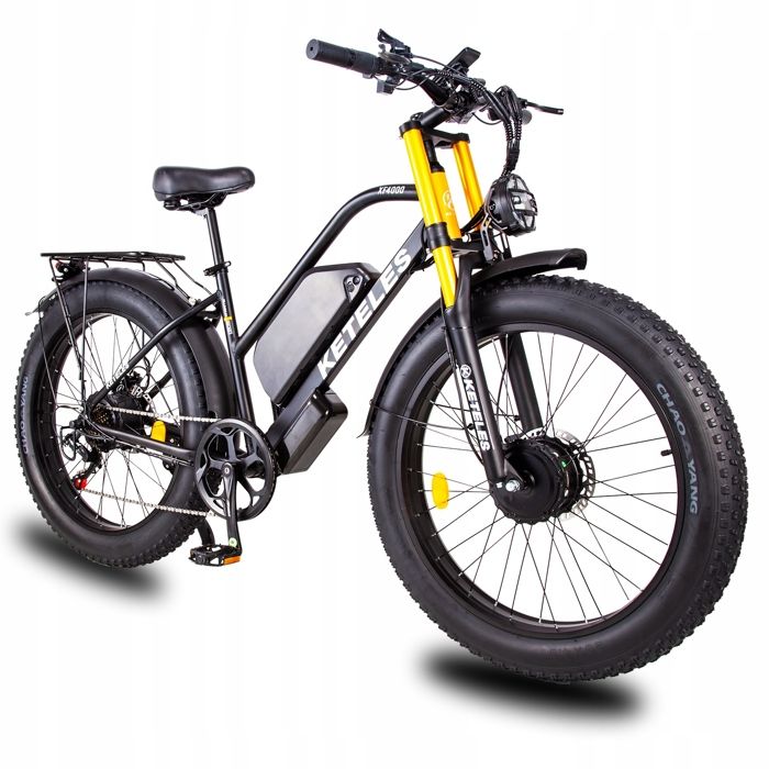 KETELES XF4000 Vélo électrique - double moteur 2*1000W- Cadre Plus Grande - Roue En Aluminium 26 - noir et jaune - 2000W