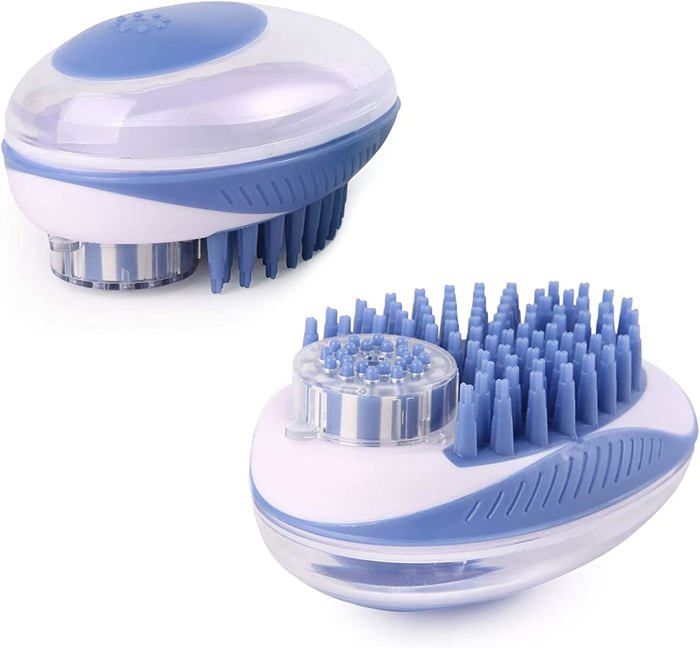 Meilleurs prix pour Brosse de bain pour animaux de compagnie brosse de massage avec distributeur de shampoing 2 en 1 pour masser les animaux de compa