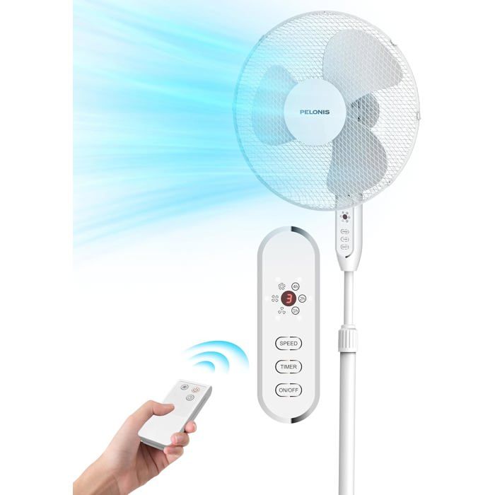 Ventilateur Sur Pied Silencieux Noir 40 Cm 75w 3 Vitesses Réglable 102-120 Cm | Leroy Merlin