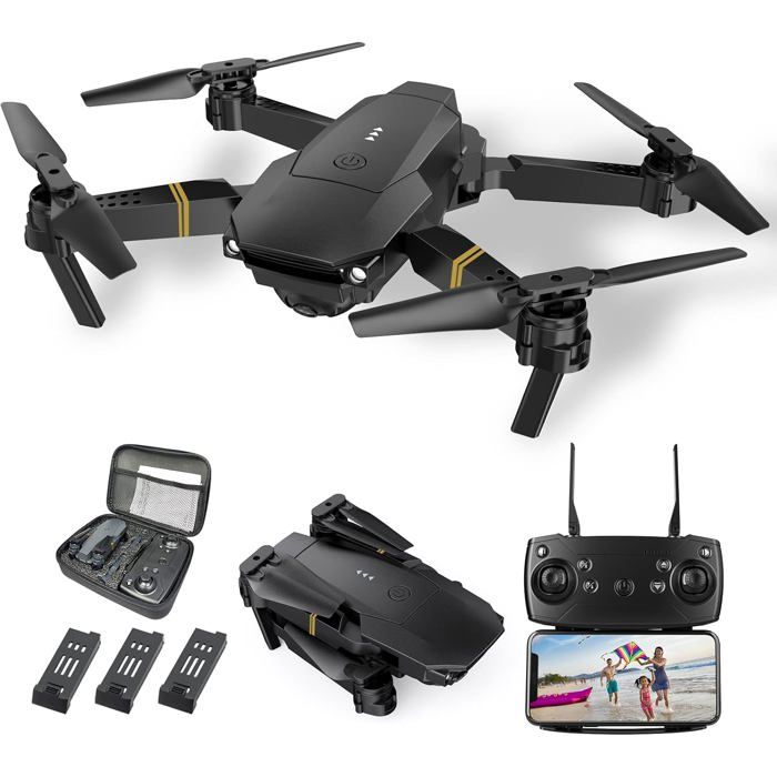 Drone Avec Caméra 1080P pour Débutants Quadcopter RC avec FPV Altitude Fixe Décollage/Atterrissage 1 Touche Cadeau Enfants