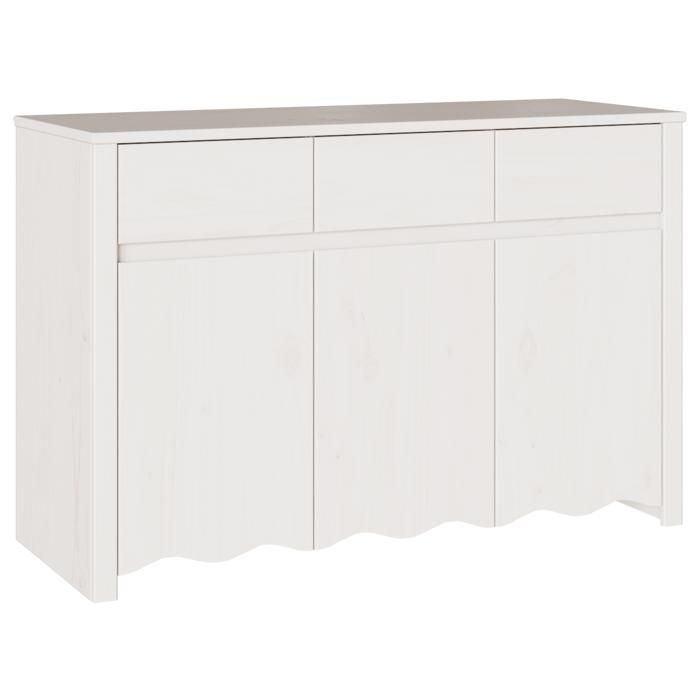 PROMOTION Buffet salle à mangerCommode Salon DRAMMEN Blanc 114x43x755 cm - Bois massif de Pin 82333 - BestMeuble