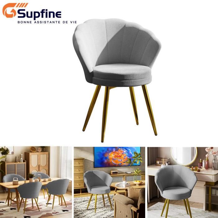 SUPFINE Fauteuil À Oreilles en Forme de Coquillage/Fleur Chaise de Coiffeuse Salon Chambre À Coucher Capacité de Charge 150kg