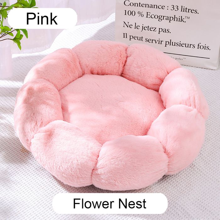 Meilleurs prix pour Coussin rond hiver chaud dormir lit pour animaux de compagnie pour grand chien lit Super doux chat lit longue 40cmStyle2 Pink
