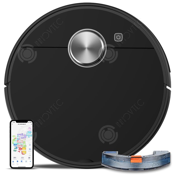 INN Robot aspirateur 4000 Pa aspiration Contrôlé par application Recharge automatique Nettoyage intelligent Fonction lavage essuyage - Innovtec