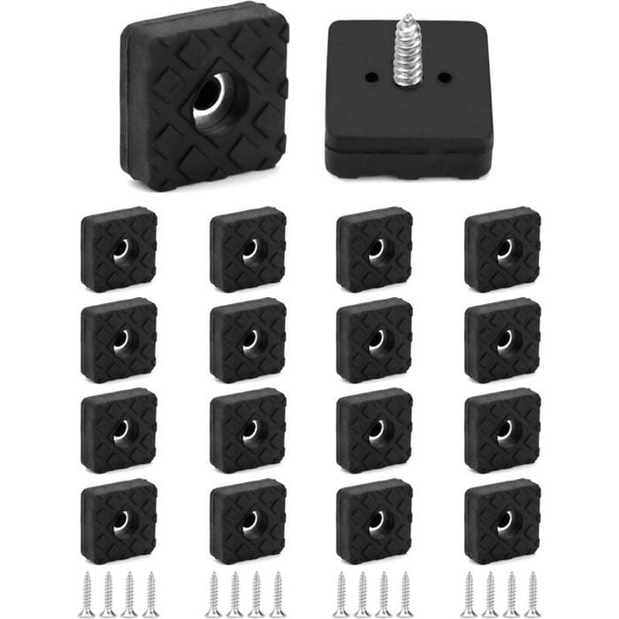 18 Pièces Patins Antidérapants en Caoutchouc Protection Pied Carrés de Meubles pour Table Chaise Canapé 22 22 9 mm Noir