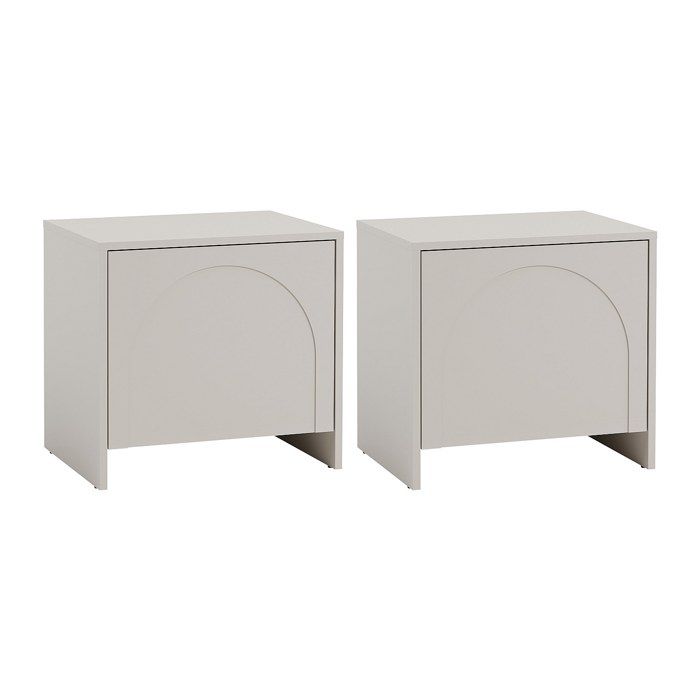 Lot de 2 tables de chevet avec 1 porte - Beige - NALYRA de Maison Céphy