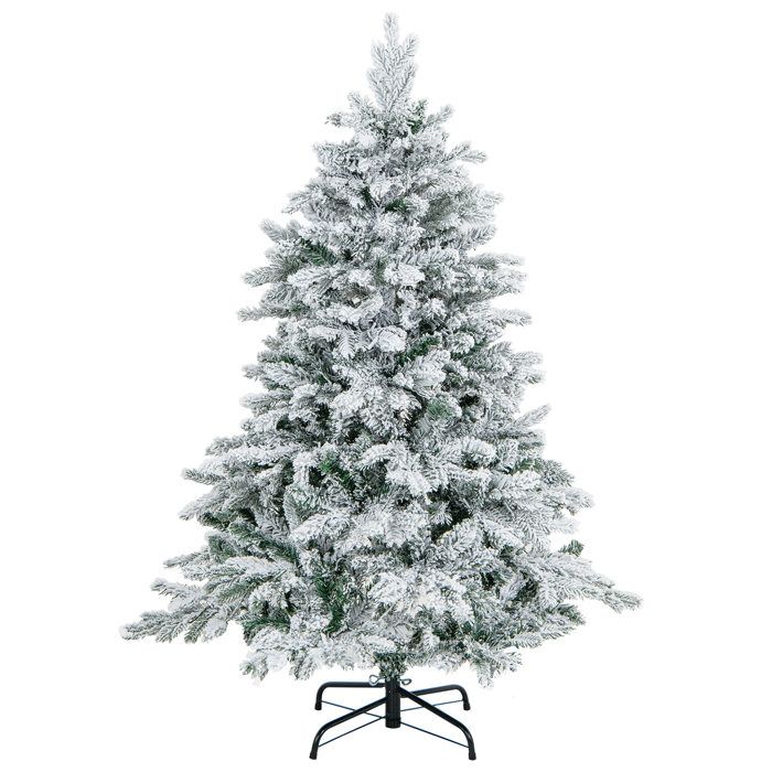 Sapin De Noël Artificiel 1,2m Avec 100 LEDs - 11 Modes Scintillement, Télécommande - Vert Enneigé, 120 Cm
