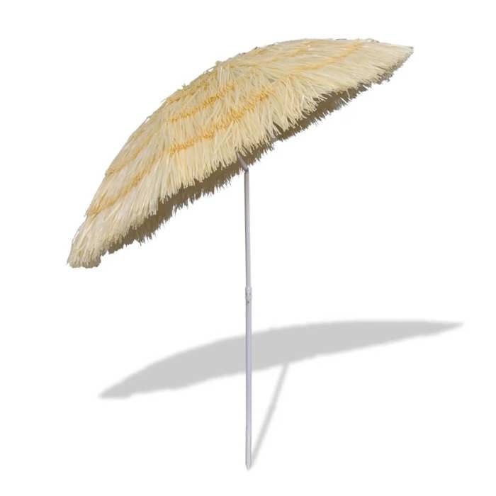 Parasol de plage inclinable - WIENS - Style Hawaii - Diamètre 160 cm - Hauteur 185 cm - Cadre en acier