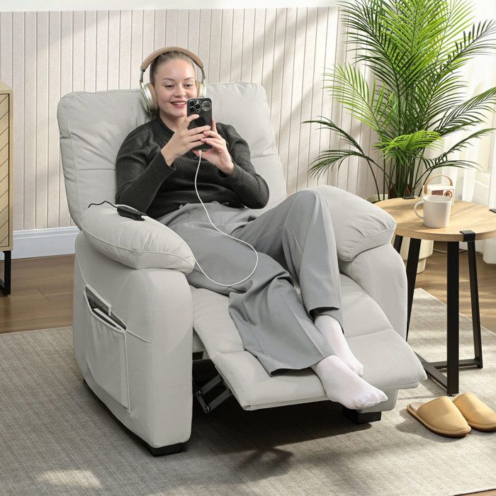 HOMCOM Fauteuil électrique inclinable 160°, Fauteuil électrique relax en cuir PU avec télécommande, repose-pieds et 2 poches latérales pour le salon, noir