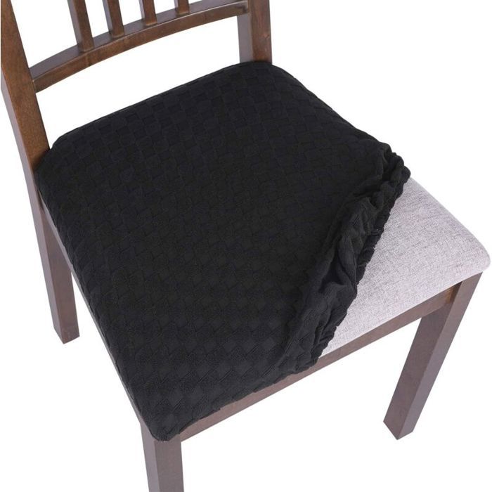 Housses de Siège de Chaise Jacquard 6PCS Couverture Housse de Coussin Canape Galette Lavable Et Amovible pour Salle à Manger Cui
