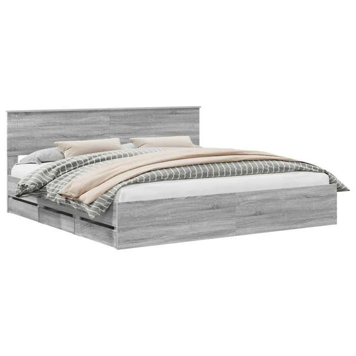 En solde Cadre de lit adulte/enfant - Structure de lit - 1/2 personnes - Gris Sonoma 200x200 cm Bois Ingénierie L3116