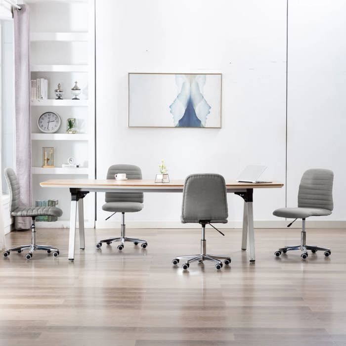 NEW 2026 Chaises à manger lot de 4 desgin Scandinave Pour 4 personnes gris clair tissu 56x43x84-94 cm L30