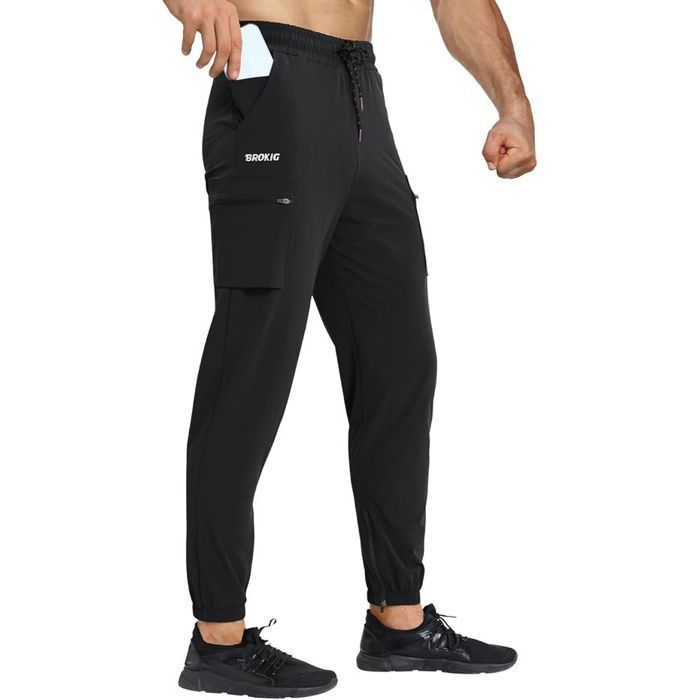Pantalon de jogging cargo - BROKIG - Cargo Sport Slim - Coupe slim - Poches zippées & cargo - Coton respirant élastique