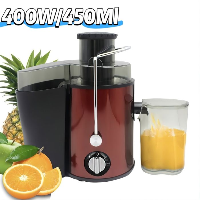 Extracteur de jus 400W 450 ml - 1200 tr/min - Extracteur de Jus de Fruits Légumes - 3 vitesses - Rendement en jus 99 % - 18000 RPM - Prumya