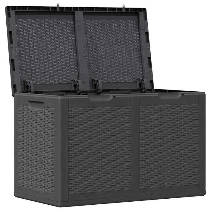 [64593]Boîte de rangement de jardin - COFFRE DEXTERIEUR - RANGEMENT DEXTERIEUR 180 L Noir PP Rotin Poids:5.51 Kg