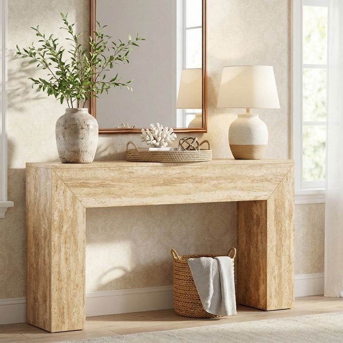 Table Console Table dentrée de 160 cm Rectangulaire en boisCouloir et salon couleur chêne