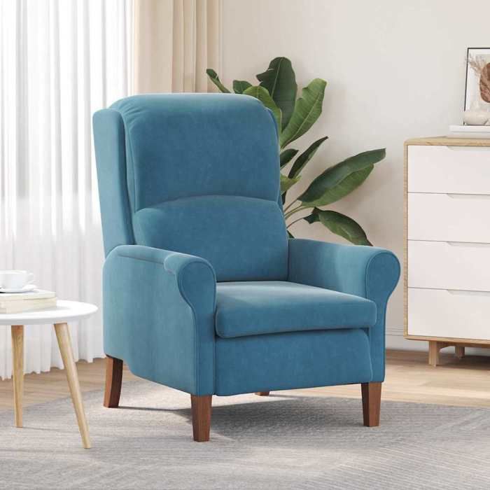 Bleu fauteuil Bleu 76x94x102 cm Velours - Fauteuil simple H17638
