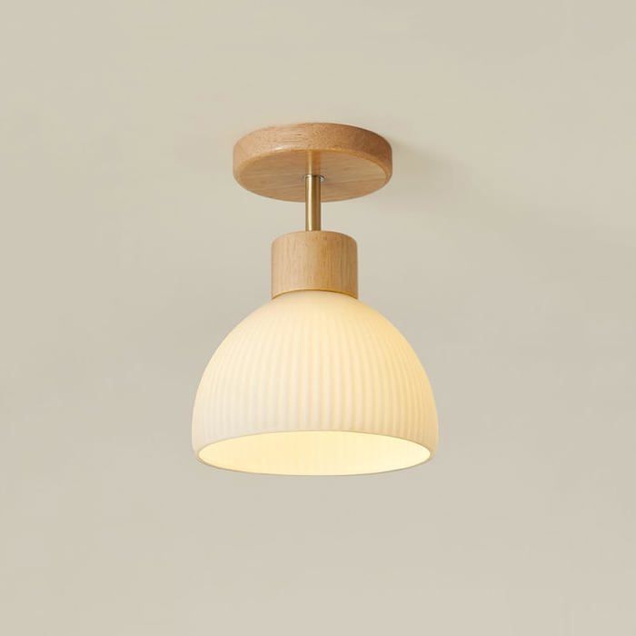 Mini Plafonnier Bois & Verre-Suspension Lampe E27Luminaire Intérieur Rustique pour ChambreCafé Entrée Vestiaire Chambre Enfant