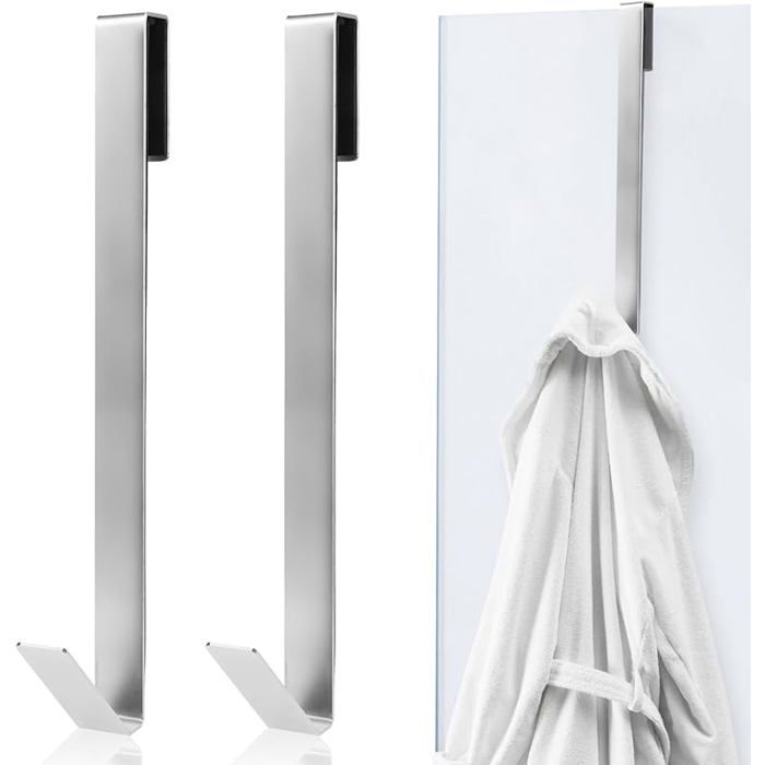 2 crochets de porte de douche 25 4 cm crochets de serviette de bain résistants sans trous en acier inoxydable crochet