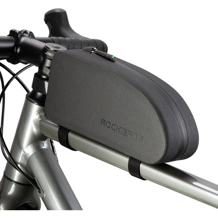 Sacoche de Cadre Vélo VTT Sacoche de Guidon Top Tube Vélo Pochette Triangle Bicyclette VTC Route Étanche Léger Noir 1L-1 Zipper