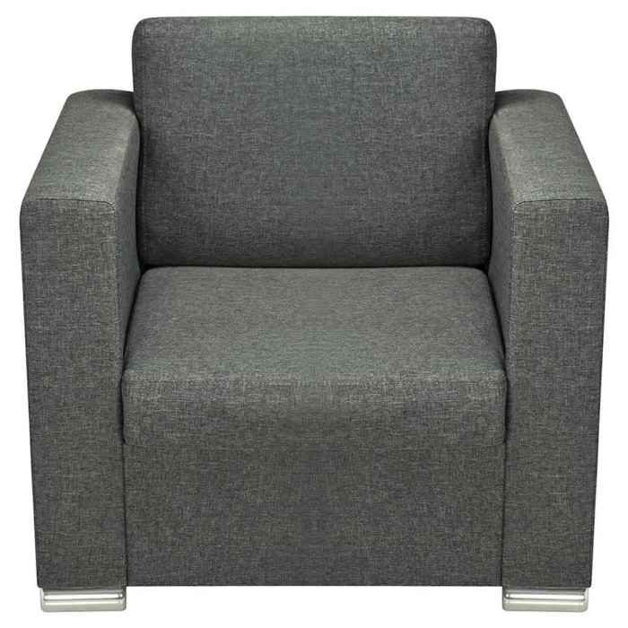 Confortable Fauteuil simple pour salon bureau chaise relax gris foncé tissu__27568