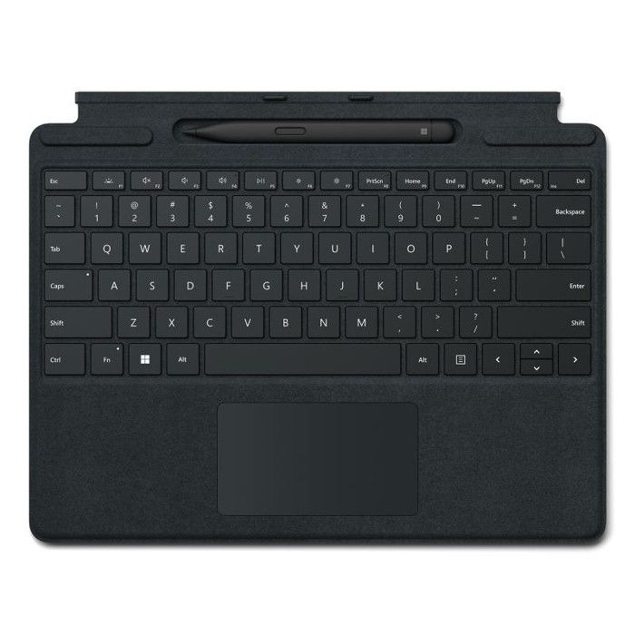 Microsoft Surface Pro Keyboard for Business - Clavier - avec rangement pour stylos - avec pavé tactile, accéléromètre - rétroéclairé - QWERTY - Italien - noir - avec Slim Pen - pour Surface Pro 10 for Business, Pro 8 for Business, Pro 9 for