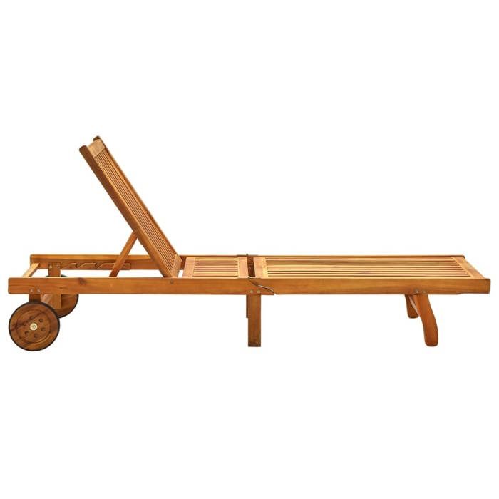 (73143)Moderne Chaise longue bois dacacia solide - VIDAXL - bois dacacia et bois - 85 cm - équipé de 2 roues - Anti intempérie