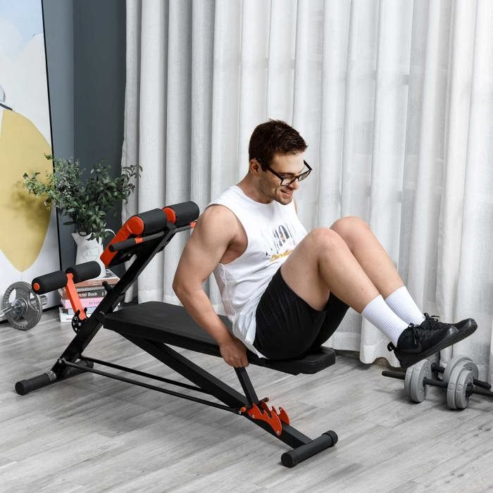 Banc de musculation multifonction 64 x 146 x 735-85 cm noir dossier inclinable 3 positions