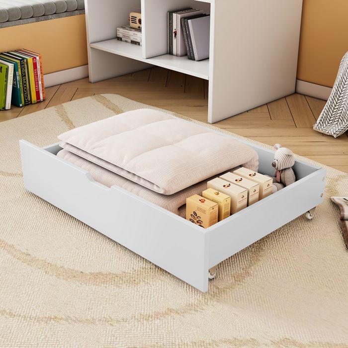 Haute qualité résistant avec tiroirs de rangement avec espaces de rangement avec roulettes en panneau mdf couleur blanc