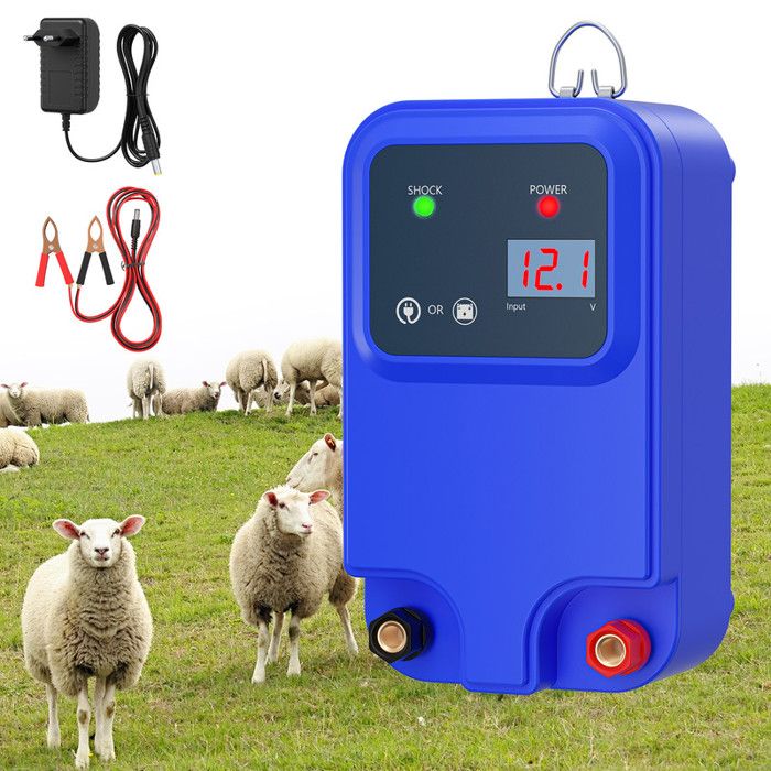 Clôture électrique avec écran LCD portée de 10 km pour animaux puissance de sortie 1 5 J à 10 5 kV pour repousser animaux