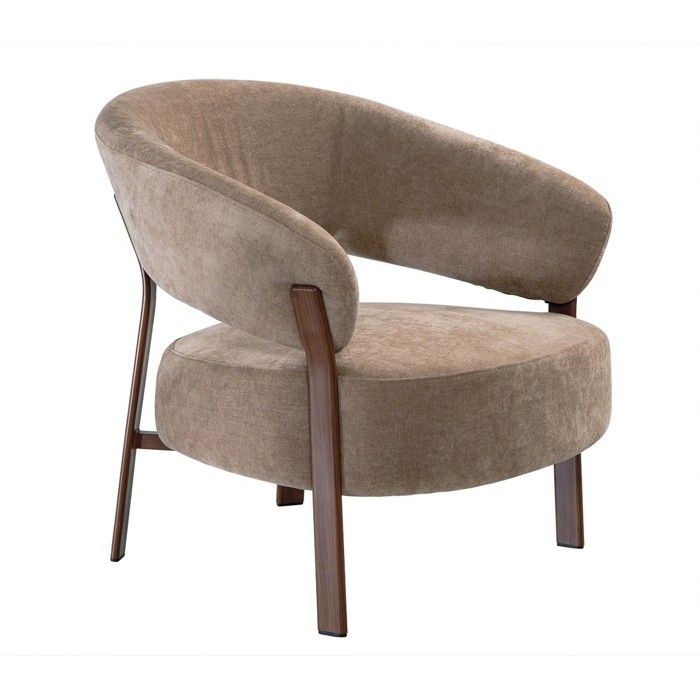 CALICOSY - Fauteuil en tissu beige et pieds métal effet noyer L78 cm - LIV - Beige CALICOSY - Fauteuil en tissu beige et pieds métal effet noyer L78 cm - LIV - Beige